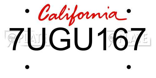 7UGU167 California License Plate