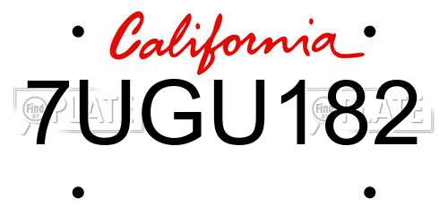 7UGU182 California License Plate