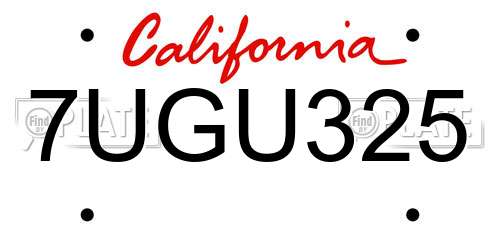 7UGU325 California License Plate