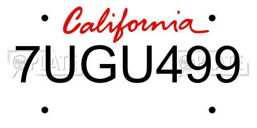 7UGU499 California License Plate