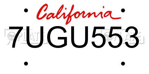 7UGU553 California License Plate