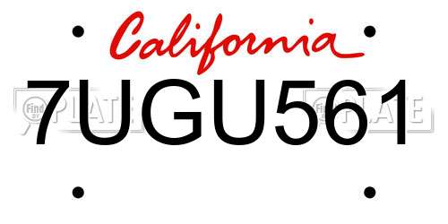 7UGU561 California License Plate