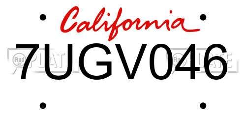 7UGV046 California License Plate