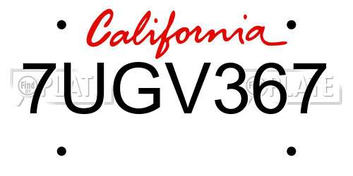 7UGV367 California License Plate