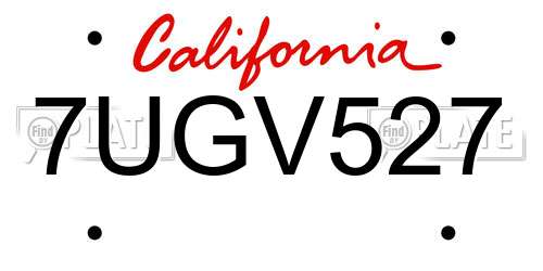 7UGV527 California License Plate