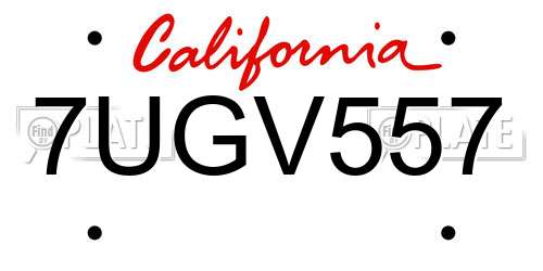 7UGV557 California License Plate