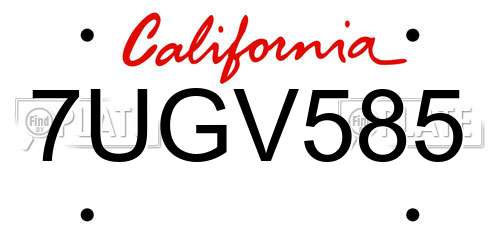 7UGV585 California License Plate