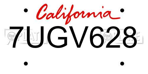 7UGV628 California License Plate