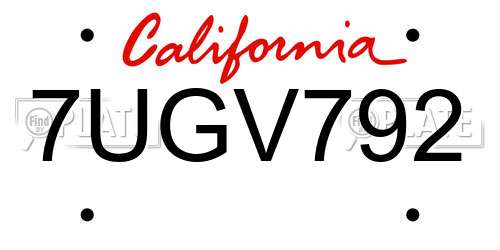 7UGV792 California License Plate