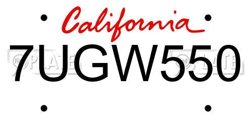 7UGW550 California License Plate