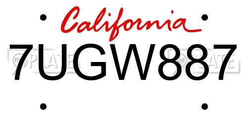 7UGW887 California License Plate