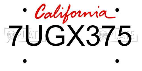 7UGX375 California License Plate