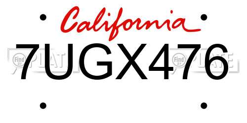 7UGX476 California License Plate