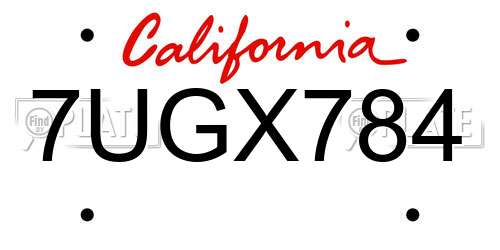 7UGX784 California License Plate