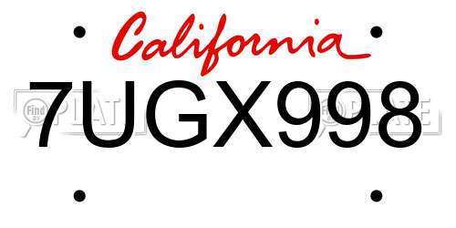 7UGX998 California License Plate