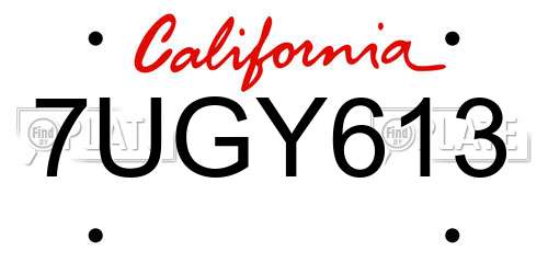 7UGY613 California License Plate