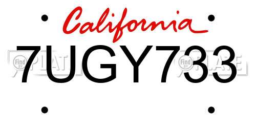 7UGY733 California License Plate
