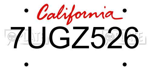 7UGZ526 California License Plate