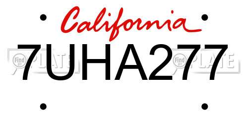 7UHA277 California License Plate