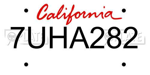 7UHA282 California License Plate