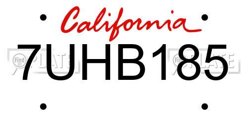 7UHB185 California License Plate
