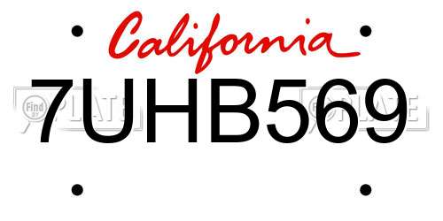 7UHB569 California License Plate