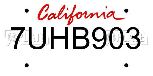 7UHB903 California License Plate