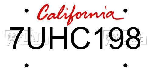 7UHC198 California License Plate