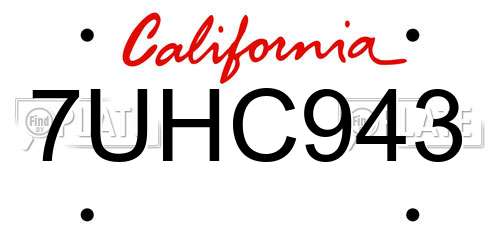7UHC943 California License Plate
