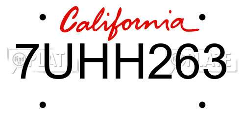 7UHH263 California License Plate
