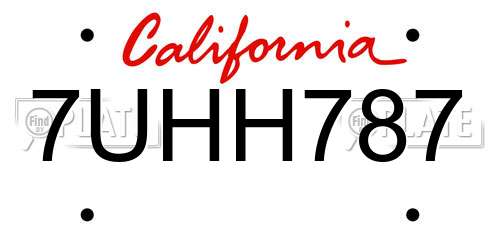 7UHH787 California License Plate