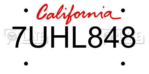 7UHL848 California License Plate