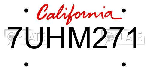 7UHM271 California License Plate