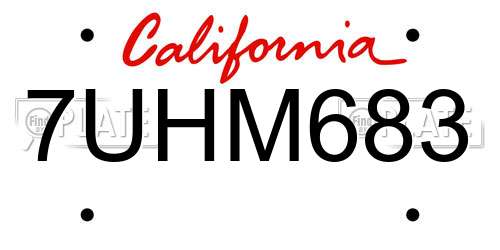 7UHM683 California License Plate