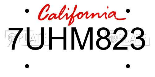 7UHM823 California License Plate