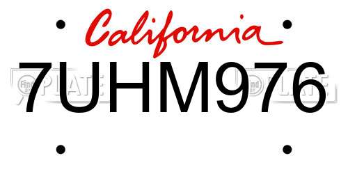 7UHM976 California License Plate