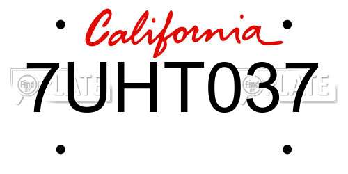 7UHT037 California License Plate