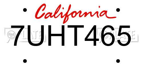 7UHT465 California License Plate