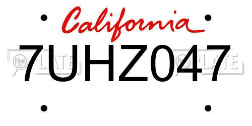 7UHZ047 California License Plate