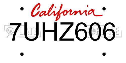 7UHZ606 California License Plate