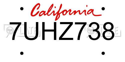 7UHZ738 California License Plate