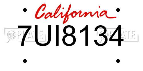 7UI8134 California License Plate