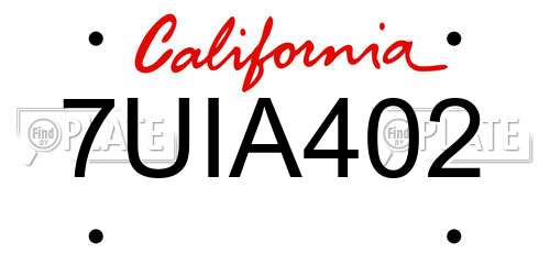 7UIA402 California License Plate