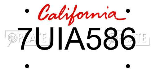 7UIA586 California License Plate
