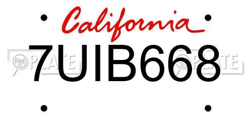 7UIB668 California License Plate