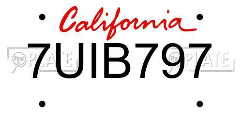 7UIB797 California License Plate