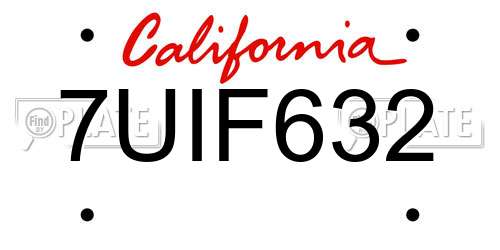 7UIF632 California License Plate