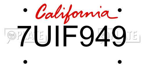 7UIF949 California License Plate