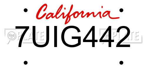 7UIG442 California License Plate