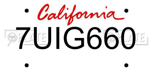 7UIG660 California License Plate